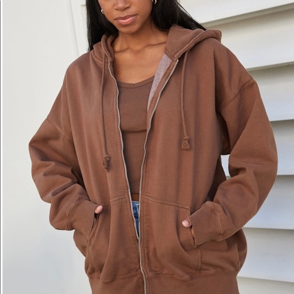 Brandy Melville Brown Christy Zip Up